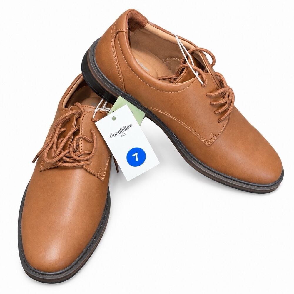 Goodfellow & Co Men’s Leo Oxford Dress Shoes Size 7 Brown Memory Foam NWT
